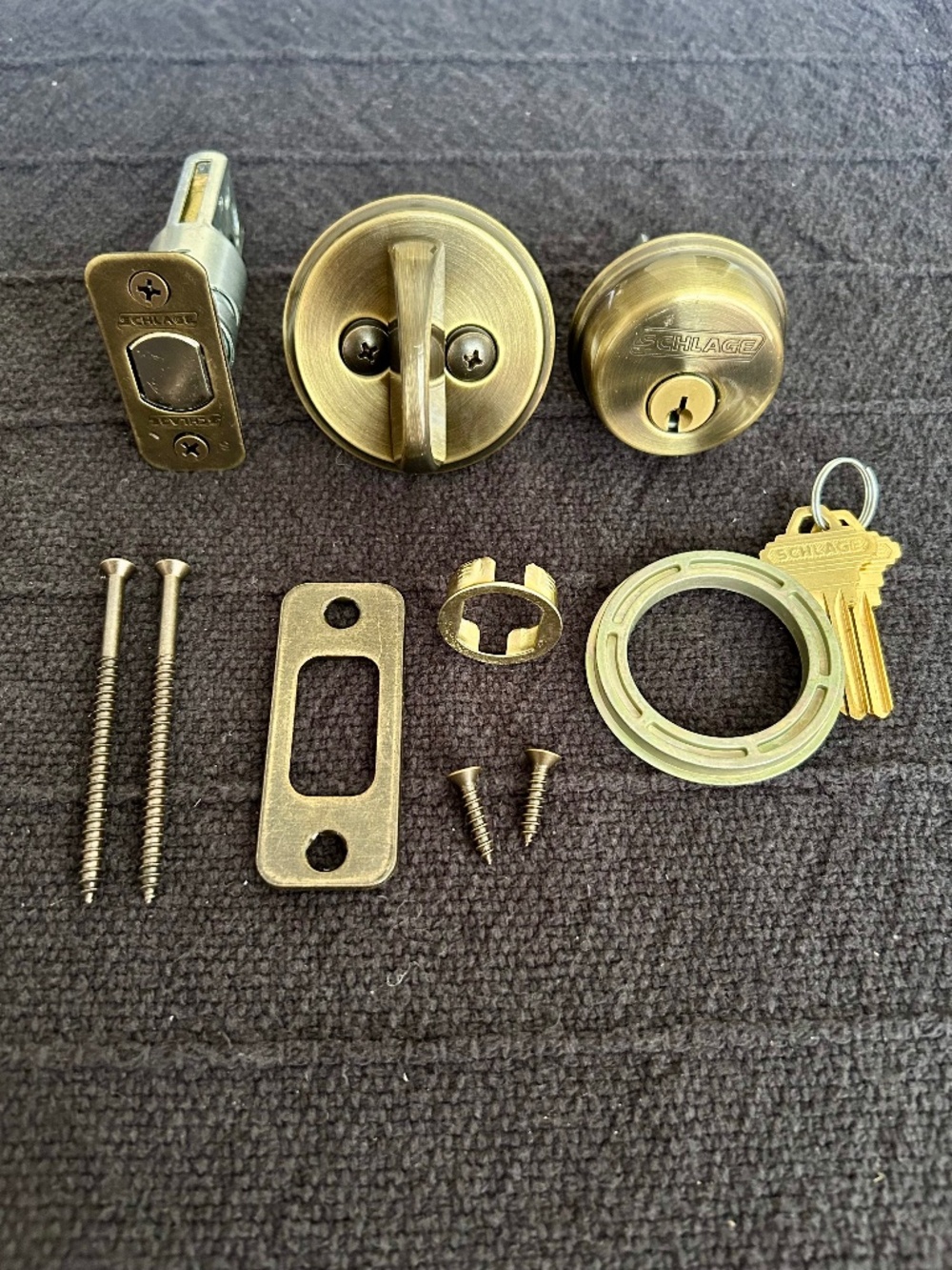 Schlage Dead Bolt Antique Brass Brand New